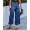 imageGRAPENT Cropped Jeans for Women Trendy 2026 Wide Leg High Waisted Patch Pocket Stretchy Denim Pants Short Trouser JeansClassic Blue