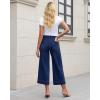 imageGRAPENT Cropped Jeans for Women Trendy 2026 Wide Leg High Waisted Patch Pocket Stretchy Denim Pants Short Trouser JeansDarkness Blue