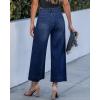 imageGRAPENT Cropped Jeans for Women Trendy 2026 Wide Leg High Waisted Patch Pocket Stretchy Denim Pants Short Trouser JeansDarkness Blue