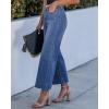 imageGRAPENT Cropped Jeans for Women Trendy 2026 Wide Leg High Waisted Patch Pocket Stretchy Denim Pants Short Trouser JeansMedium Blue