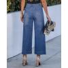 imageGRAPENT Cropped Jeans for Women Trendy 2026 Wide Leg High Waisted Patch Pocket Stretchy Denim Pants Short Trouser JeansMedium Blue