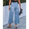 imageGRAPENT Cropped Jeans for Women Trendy 2026 Wide Leg High Waisted Patch Pocket Stretchy Denim Pants Short Trouser JeansSeaside Blue