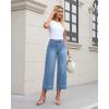 imageGRAPENT Cropped Jeans for Women Trendy 2026 Wide Leg High Waisted Patch Pocket Stretchy Denim Pants Short Trouser JeansSeaside Blue