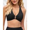 imageGRAPENT Bikini Top for Women Ruched O Ring Padded Adjustable Straps Bathing Suits Swim Tops Only Beach Vacation ClothesBlack