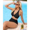 imageGRAPENT Bikini Top for Women Ruched O Ring Padded Adjustable Straps Bathing Suits Swim Tops Only Beach Vacation ClothesBlack