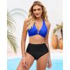 imageGRAPENT Bikini Top for Women Ruched O Ring Padded Adjustable Straps Bathing Suits Swim Tops Only Beach Vacation ClothesRoyal Blue