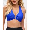 imageGRAPENT Bikini Top for Women Ruched O Ring Padded Adjustable Straps Bathing Suits Swim Tops Only Beach Vacation ClothesRoyal Blue