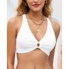 imageGRAPENT Bikini Top for Women Ruched O Ring Padded Adjustable Straps Bathing Suits Swim Tops Only Beach Vacation ClothesWhite