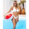 imageGRAPENT Bikini Top for Women Ruched O Ring Padded Adjustable Straps Bathing Suits Swim Tops Only Beach Vacation ClothesWhite