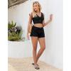 imageGRAPENT Bikini Tops for Women Cropped Tankini Tops Beach Ruched Knot Cut Out Padded Adjustable Swimwear Swim Top OnlyBlack