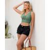 imageGRAPENT Bikini Tops for Women Cropped Tankini Tops Beach Ruched Knot Cut Out Padded Adjustable Swimwear Swim Top OnlyIceberg Green