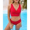 imageGRAPENT Bikini Tops for Women Cropped Tankini Tops Beach Ruched Knot Cut Out Padded Adjustable Swimwear Swim Top OnlyRed