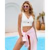 imageGRAPENT Bikini Tops for Women Cropped Tankini Tops Beach Ruched Knot Cut Out Padded Adjustable Swimwear Swim Top OnlyWhite