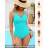 imageGRAPENT One Piece Swimsuit Women Ruched Twist Front Padded Modest Full Coverage Swim Bathing Suit Swimwear SwimsuitsAqua Blue