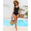 imageGRAPENT One Piece Swimsuit Women Ruched Twist Front Padded Modest Full Coverage Swim Bathing Suit Swimwear SwimsuitsBlack