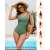 imageGRAPENT One Piece Swimsuit Women Ruched Twist Front Padded Modest Full Coverage Swim Bathing Suit Swimwear SwimsuitsIceberg Green