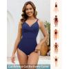 imageGRAPENT One Piece Swimsuit Women Ruched Twist Front Padded Modest Full Coverage Swim Bathing Suit Swimwear SwimsuitsNavy Blue