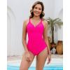 imageGRAPENT One Piece Swimsuit Women Ruched Twist Front Padded Modest Full Coverage Swim Bathing Suit Swimwear SwimsuitsNeon Pink
