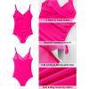imageGRAPENT One Piece Swimsuit Women Ruched Twist Front Padded Modest Full Coverage Swim Bathing Suit Swimwear SwimsuitsNeon Pink