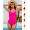 imageGRAPENT One Piece Swimsuit Women Ruched Twist Front Padded Modest Full Coverage Swim Bathing Suit Swimwear SwimsuitsNeon Pink