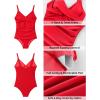 imageGRAPENT One Piece Swimsuit Women Ruched Twist Front Padded Modest Full Coverage Swim Bathing Suit Swimwear SwimsuitsRed