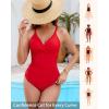 imageGRAPENT One Piece Swimsuit Women Ruched Twist Front Padded Modest Full Coverage Swim Bathing Suit Swimwear SwimsuitsRed
