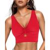 imageGRAPENT Bikini Tops for Women Cropped Tankini Tops Beach Ruched Knot Cut Out Padded Adjustable Swimwear Swim Top OnlyRed