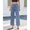 imageGRAPENT Wide Leg Jeans for Women Trendy High Waisted Drawstring Tie Elastic Waist Stretchy Denim Pants Trouser JeansAfter Dust Blue