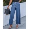 imageGRAPENT Wide Leg Jeans for Women Trendy High Waisted Drawstring Tie Elastic Waist Stretchy Denim Pants Trouser JeansClassic Blue