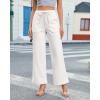 imageGRAPENT Wide Leg Jeans for Women Trendy High Waisted Drawstring Tie Elastic Waist Stretchy Denim Pants Trouser JeansCream White
