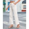 imageGRAPENT Wide Leg Jeans for Women Trendy High Waisted Drawstring Tie Elastic Waist Stretchy Denim Pants Trouser JeansCream White