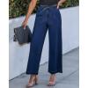 imageGRAPENT Wide Leg Jeans for Women Trendy High Waisted Drawstring Tie Elastic Waist Stretchy Denim Pants Trouser JeansDarkness Blue