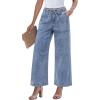 imageGRAPENT Wide Leg Jeans for Women Trendy High Waisted Drawstring Tie Elastic Waist Stretchy Denim Pants Trouser JeansAfter Dust Blue