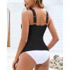 imageGRAPENT Tankini Tops for Women Knotted Keyhole Padded Adjustable Bathing Suit Modest Swimsuit Swimwear Swim Top OnlyBlack