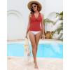 imageGRAPENT Tankini Tops for Women Knotted Keyhole Padded Adjustable Bathing Suit Modest Swimsuit Swimwear Swim Top OnlyCranberry