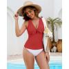 imageGRAPENT Tankini Tops for Women Knotted Keyhole Padded Adjustable Bathing Suit Modest Swimsuit Swimwear Swim Top OnlyCranberry