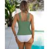 imageGRAPENT Tankini Tops for Women Knotted Keyhole Padded Adjustable Bathing Suit Modest Swimsuit Swimwear Swim Top OnlyIceberg Green