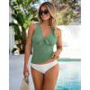 imageGRAPENT Tankini Tops for Women Knotted Keyhole Padded Adjustable Bathing Suit Modest Swimsuit Swimwear Swim Top OnlyIceberg Green
