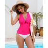 imageGRAPENT Tankini Tops for Women Knotted Keyhole Padded Adjustable Bathing Suit Modest Swimsuit Swimwear Swim Top OnlyNeon Pink