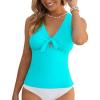 imageGRAPENT Tankini Tops for Women Knotted Keyhole Padded Adjustable Bathing Suit Modest Swimsuit Swimwear Swim Top OnlyAqua Blue