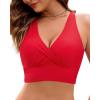 imageGRAPENT Bikini Top for Women Cropped Tankini Tops Beach Vacation Criss Cross Ruched Padded Bathing Suit Swim Top OnlyRed