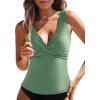 imageGRAPENT Tankini Tops for Women Cross Over Adjustable Straps Padded Modest Swimsuits Swimwear Bathing Suit Swim Top OnlyIceberg Green