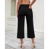 image:imageGRAPENT Capri Jeans for Women Wide Leg High Waisted Effortless Flow Pull On Stretchy Denim Elastic Waist Pants with PocketsAlways Black