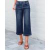 image:imageGRAPENT Capri Jeans for Women Wide Leg High Waisted Effortless Flow Pull On Stretchy Denim Elastic Waist Pants with PocketsNightfall Dark Wash