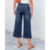 image:imageGRAPENT Capri Jeans for Women Wide Leg High Waisted Effortless Flow Pull On Stretchy Denim Elastic Waist Pants with PocketsNightfall Dark Wash