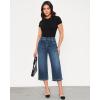 image:imageGRAPENT Capri Jeans for Women Wide Leg High Waisted Effortless Flow Pull On Stretchy Denim Elastic Waist Pants with PocketsVintage Blue