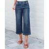 image:imageGRAPENT Capri Jeans for Women Wide Leg High Waisted Effortless Flow Pull On Stretchy Denim Elastic Waist Pants with PocketsVintage Blue