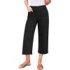 image:imageGRAPENT Capri Jeans for Women Wide Leg High Waisted Effortless Flow Pull On Stretchy Denim Elastic Waist Pants with PocketsAlways Black