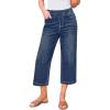 image:imageGRAPENT Capri Jeans for Women Wide Leg High Waisted Effortless Flow Pull On Stretchy Denim Elastic Waist Pants with PocketsNightfall Dark Wash