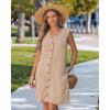 image:imageGPAPENT Linen Dresses for Women Summer Casual Sleeveless Button Down V Neck Pocket Self Tie Knee Length Loose Sun DressAlmond